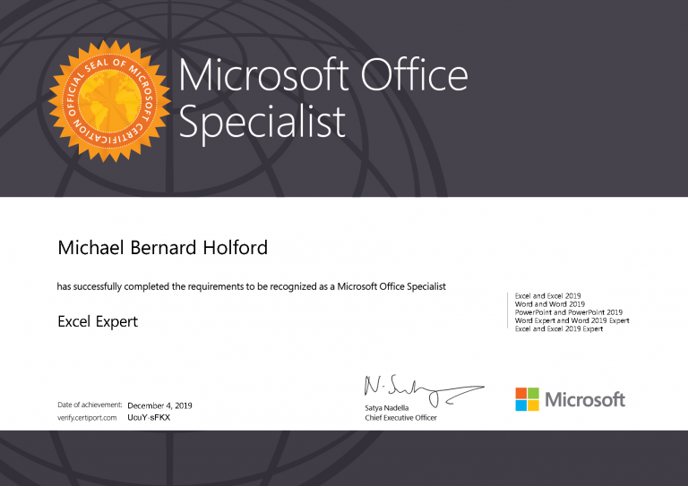 Microsoft MOS Excel Expert 2019