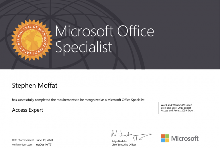 Access 365 Mos Certificate | Mouse Training London Ltd Microsoft MOS Access Expert 2019