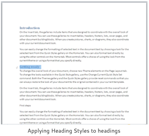 applying heading styles to headings