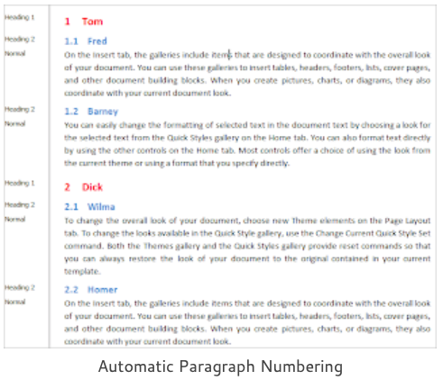 automatic paragraph numbering