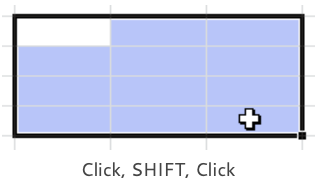 click, shift, click