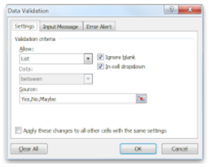 data validation dialog