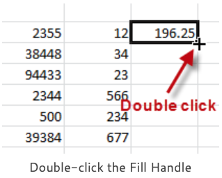 double click fill handle