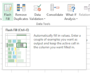 flash fill in data tab