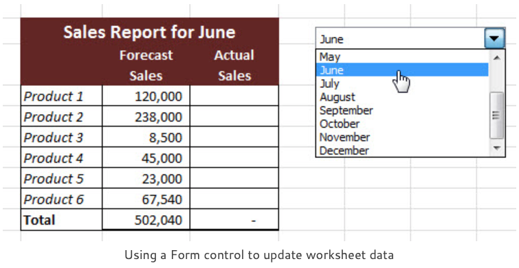form control to update worksheet data