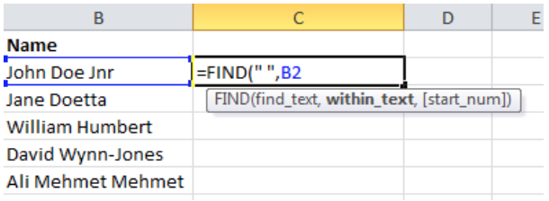 formula uses FIND function