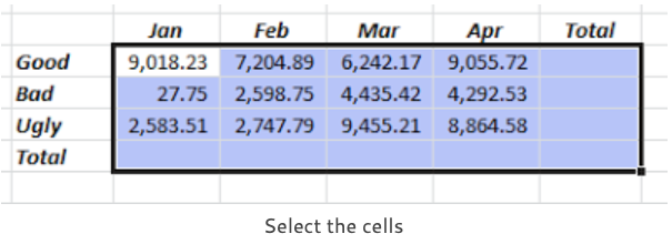 select the cells