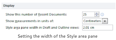 setting the width of the style area pane