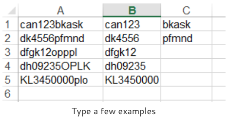 type a few examples