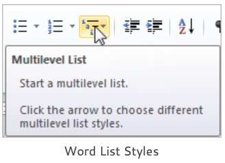 word list styles