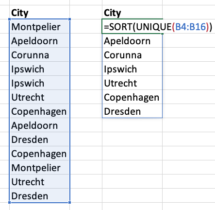 Using the SORT function