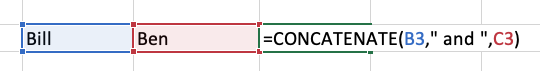 Using the CONCATENATE function