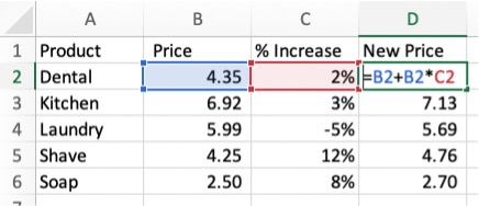 Percentage increase formula