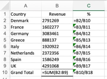 Excel Percentages and Differences