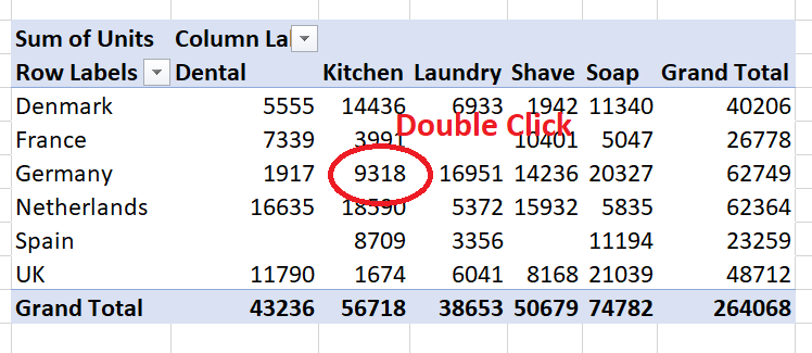 Pivot Table double click